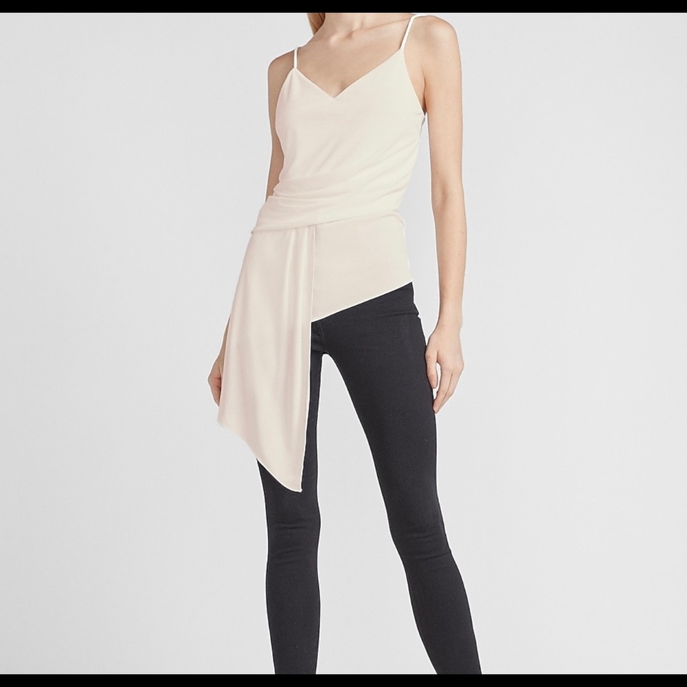 Express Woman’s Spaghetti Strap Asymmetrical Hem Tank Size S White Brand New